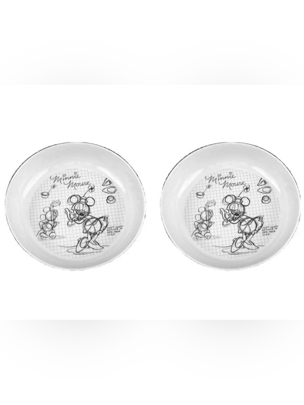 Disney Sketchbook Minnie Mouse Dinner Bowls 8.5 Inches Set of 2 NEW NWT